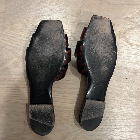 YSL YVES SAINT LAURENT TRIBUTE BROWN BLACK FLAT SANDALS SZ 36 6 - Picture 2 of 5